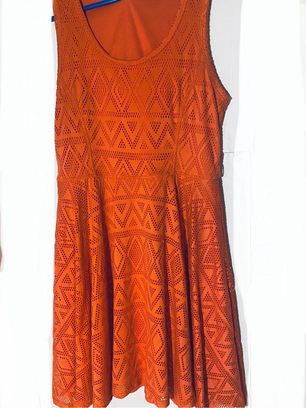 No Boundaries Coral Sleeveless Eyelet Skater Dress